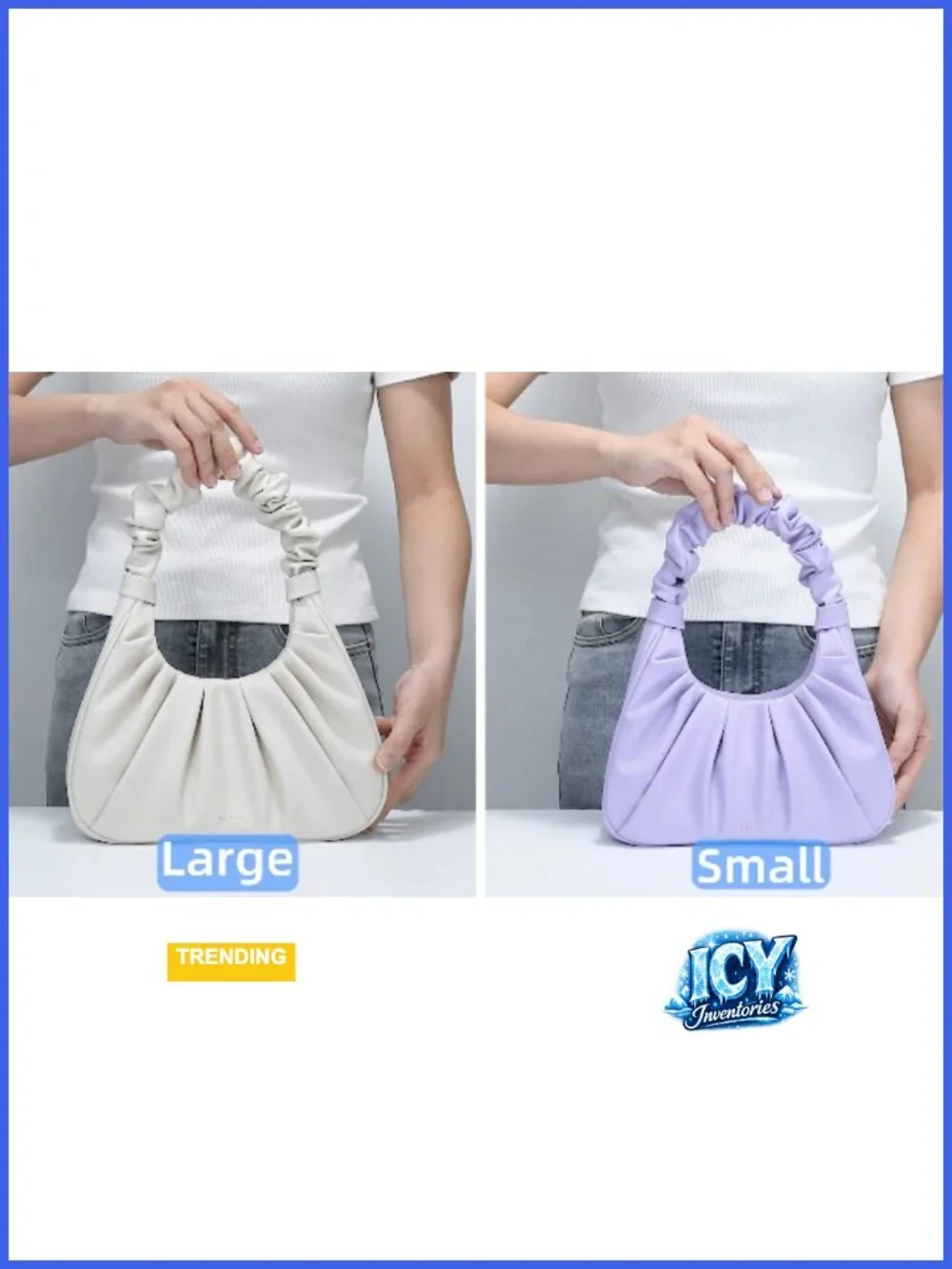 Mini Cloud Leather Hobo Shoulder Bag Waterproof Zipper Closure Handbag Purse